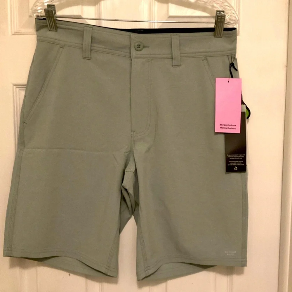 Psycho Tuna Men's Hybrid Fishing/Golf Shorts Iceberg Green Size 31‎